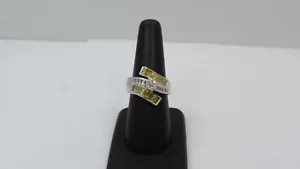 Anello con diamanti gialli e bianchi irradiati 1 carato - oro bianco 14 kt - misura 6,75 - Foto 1 di 8