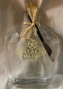 GLASS CHEESE SERVING PLATE (Rebecca Creek Whiskey Bottle) With Spreader - Picture 1 of 2