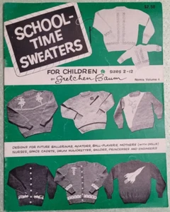 1954 Children's Sweaters Vintage Knitting Patterns School Time Sizes 2-12 Vol 4 - Picture 1 of 4