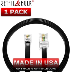RJ11 do RJ45 Linia telefoniczna do Ethernet Kabel złącza do linii telefonicznej, 3 stopy - Zdjęcie 1 z 4