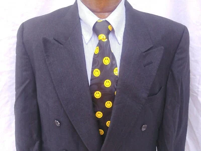 Chaqueta Abrigo Blazer 40R Evan Picone Para Hombres 2 Btn Doble Pecho Rayas Negro Foto 1 de 4