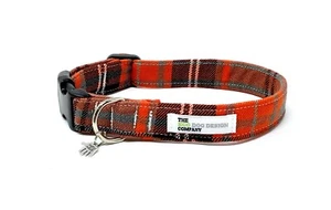 Orange Tartan Adjustable Dog Collar and optional matching Orange Tartan Lead - Picture 1 of 5