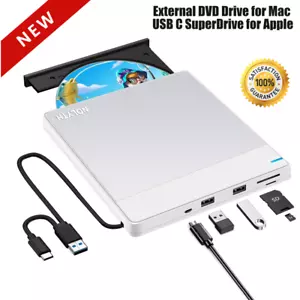 External DVD Drive USB C SuperDrive for Apple SD TF 2 USB Slots CD Drive for Mac - Picture 1 of 8