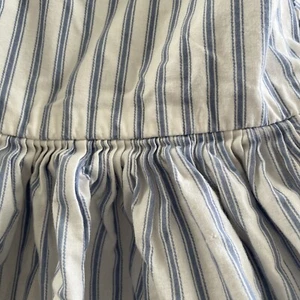 CUSTOM BLUE/ WHITE TICKING STRIPE BEDSKIRT TWIN Gathered EUC Look - Picture 1 of 8