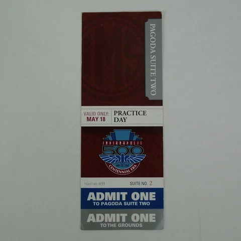 Pagoda Suite Two 2010 Indianapolis 500 Credential Ticket Stub #035 Cover