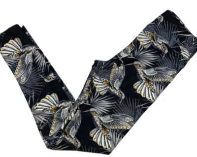 Leggings LuLaRoe para mujer talla TC negros dorados colibríes pájaros altos y con curvas nuevos con etiquetas Foto 1 de 3