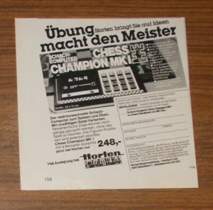 Ordenador de ajedrez publicidad rara CHESS CHAMPION MK I - Ahora en Horten 1979 - Imagen 1 de 1