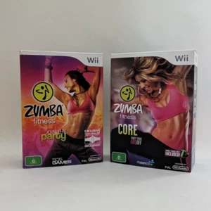 2x Very Good! Genuine Nintendo Wii ZUMBA Fitness CORE + PARTY Boxed CIB Belt PAL - Picture 1 of 12