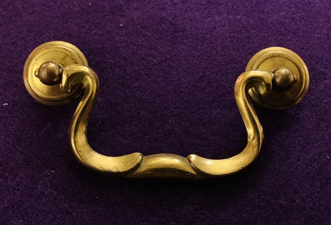 Brass Chippendale Vintage Antique Hardware Drawer Pull 3 1/2” centers Batwing Cover