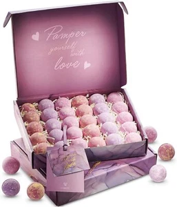 Bath Bombs Gift Set 30pc Lavender Bath Bombs for Women Mom Men Natural Spa - Picture 1 of 7