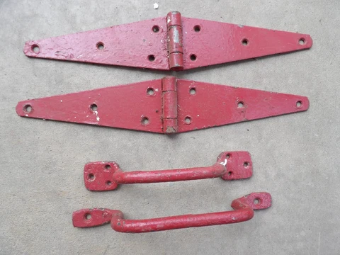 Set of 2 OLD Vintage 16" STRAP HINGES Barn Gate Farm Barn + 2 Handles Pulls Cover