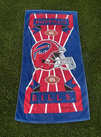 1994 Vintage NFL Buffalo Bills Abstract Helmet Red/Blue/Wht. Beach Towel Cover