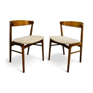 PAIR OF HELGE SIBAST GLAZED TEAK DINING CHAIRS DANISH MID CENTURY RETRO C1960s - Picture 1 of 10