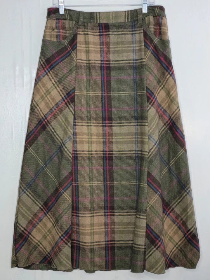Maxi Falda Liz Claiborne Vintage Tartán Cuadros Mezcla Lana Para Mujer Talla 12 Foto 1 de 4