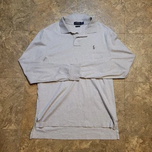 Polo Ralph Lauren Long Sleeve Polo Shirt Mens Medium Beige Pima Flesh Pony - Picture 1 of 9