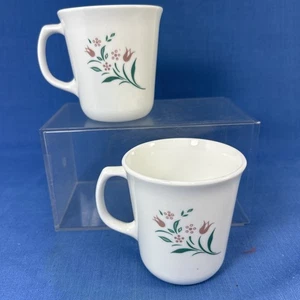Corelle Corning Ware Rosemarie Pink Tulip Coffee Cups Mug Lot Of 2 Vintage - Picture 1 of 10