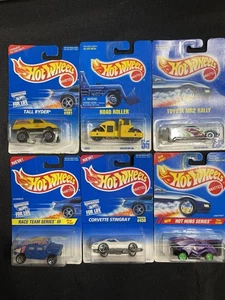 Hot Wheels 90s Blue Cards Lot x6 Tall Ryder MR2 Road Roller Hummer Corvette - Picture 1 of 9