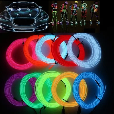 2m-10m LED EL Glow Wire Neon Tube Strip String Rope Light Control Car Party DIY - Image 1 of 4