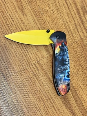 "Navaja de bolsillo abierta asistida por resorte Godzilla Japón anime dibujos animados 9""" Foto 1 de 2