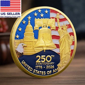 U.S. Army 250th Anniversary Commemorative Gold-Plated Challenge Coin, Double-Sid - Bild 1 von 5