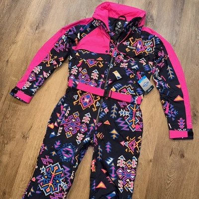 Macacão feminino Columbia Ski Suit One Piece Snow Bib retrô novo com etiquetas médio - Imagem 1 de 4