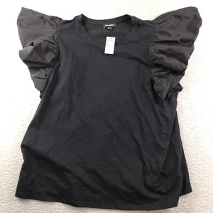 Express schwarzes Top Rüschenärmel Damen Goth Renaissance XL neu mit Etikett $ 49,95 - Bild 1 von 5