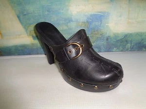 White Mountain Secret Black Leather Studded Mule heels Sz 8  - Picture 1 of 8