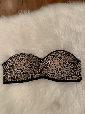 Victoria Secret Rosa Encaje Bandeau Medio Sexy Animal Print Sin Tirantes Foto 1 de 4