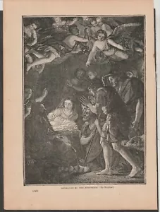 VINTAGE RELIGIOUS ILLUSTRATION ADORATION OF THE SHEPHERDS - BY RAPHAEL - Picture 1 of 2
