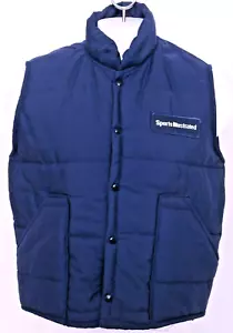 Vintage Sports Illustrated Patch Armstrong Navy Blue Snap Rare Puffer Vest Men's L - Bild 1 von 9