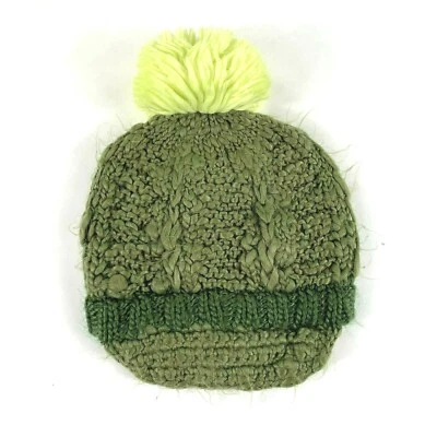 Burton Verde Oliva Panal Ala Cálida Invierno Gorro Pom Sombrero Gorra Usado en Excelente Condición Foto 1 de 4
