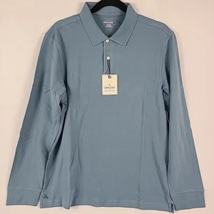 NWT UNTUCKit Men's Avignon Blue Polo Shirt Long Sleeve 100% Pima Cotton Sz M - Picture 1 of 5