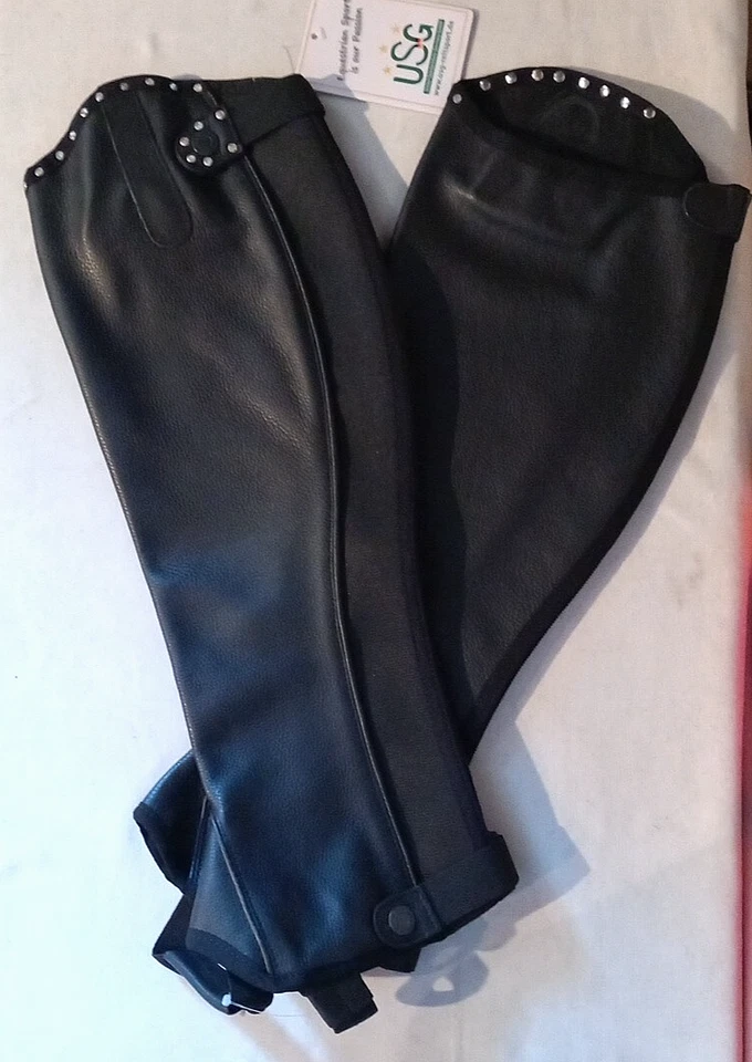 USG Modena Leder Chapsletten mit Strass Damen Chaps Länge  XL  XXL normal + weit - Bild 1 von 3