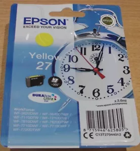 GENUINO EPSON 27 Cartucho Amarillo ORIGINAL T2704 RELOJ ALARMA Sellado al vacío Tinta - Imagen 1 de 4