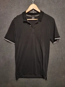 hugo boss polo shirt mens size large black cotton collared cotton - Picture 1 of 11