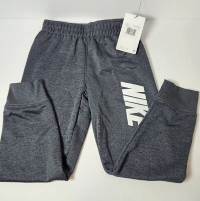 Nike Boys Sweatpants Size 6/M Black Heather Dri-FIT Swoosh Terry 86F651-K08 NWT - Image 1 of 3