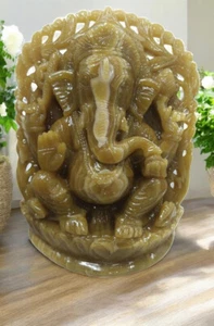13" Aragonita Ganesha Estatua Cristal Curativo Ídolo Ganpati para Hogar y Oficina Decoración - Imagen 1 de 6