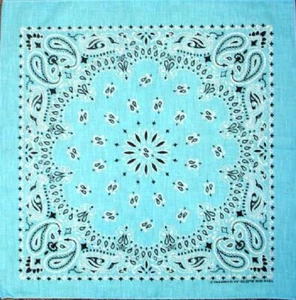 New 22" Light Blue Paisley Bandana Handkerchief Scarf 100% Cotton Made In USA - Picture 1 of 2