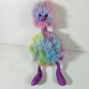 Jellycat Rainbow Pom Pom Ostrich 13" Stuffed Plush Fluffy Bird - Picture 1 of 6