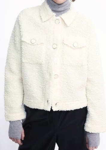 OFF WHITE Nuovo con etichetta!! Cardigan giacca in pile H&M Teddy con colletto Taglia 4XL