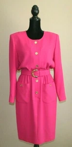 Vintage Sheath Dress 80s 90s Size 4 4P Pink Sleeve Silky Poly Liz Claiborne - Picture 1 of 4