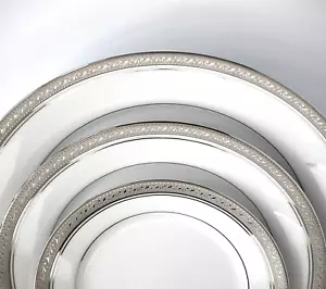 Noritake Crestwood Platinum Plates Dinner Salad Bread 3 Piece Place Setting New - Picture 1 of 9
