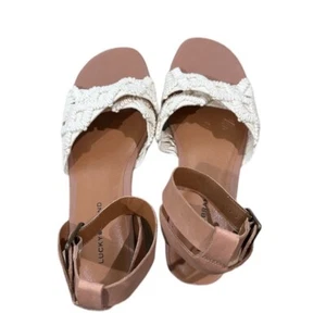 Sandalia con plataforma de ganchillo de cuero marrón Lucky Brand con correa para el tobillo talla 9,5 nueva sin etiquetas - Imagen 1 de 12