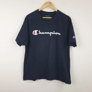 Champion T Shirt Men’s XL Black Spell Out Logo Tee USA Athleisure Cotton - Picture 1 of 13