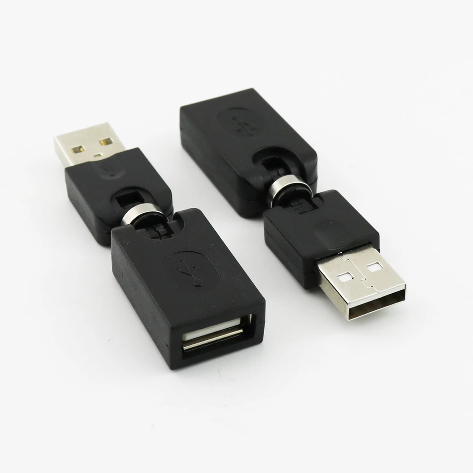 1pcs 360 Degree Rotate Swivel Angle USB 2.0 A Male to A Female Adapter Connector - Image 1 of 4