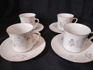 Set of 4 Johann Haviland Bavaria Germany Sweetheart Rose Tea/Coffee Cup & Saucer - Picture 1 of 6