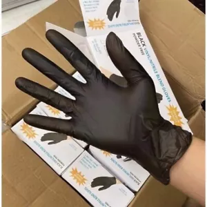 Size L 100pcs Disposable Black Nitrile Gloves, Cleaning, Cooking ,Tattoo - Picture 1 of 12