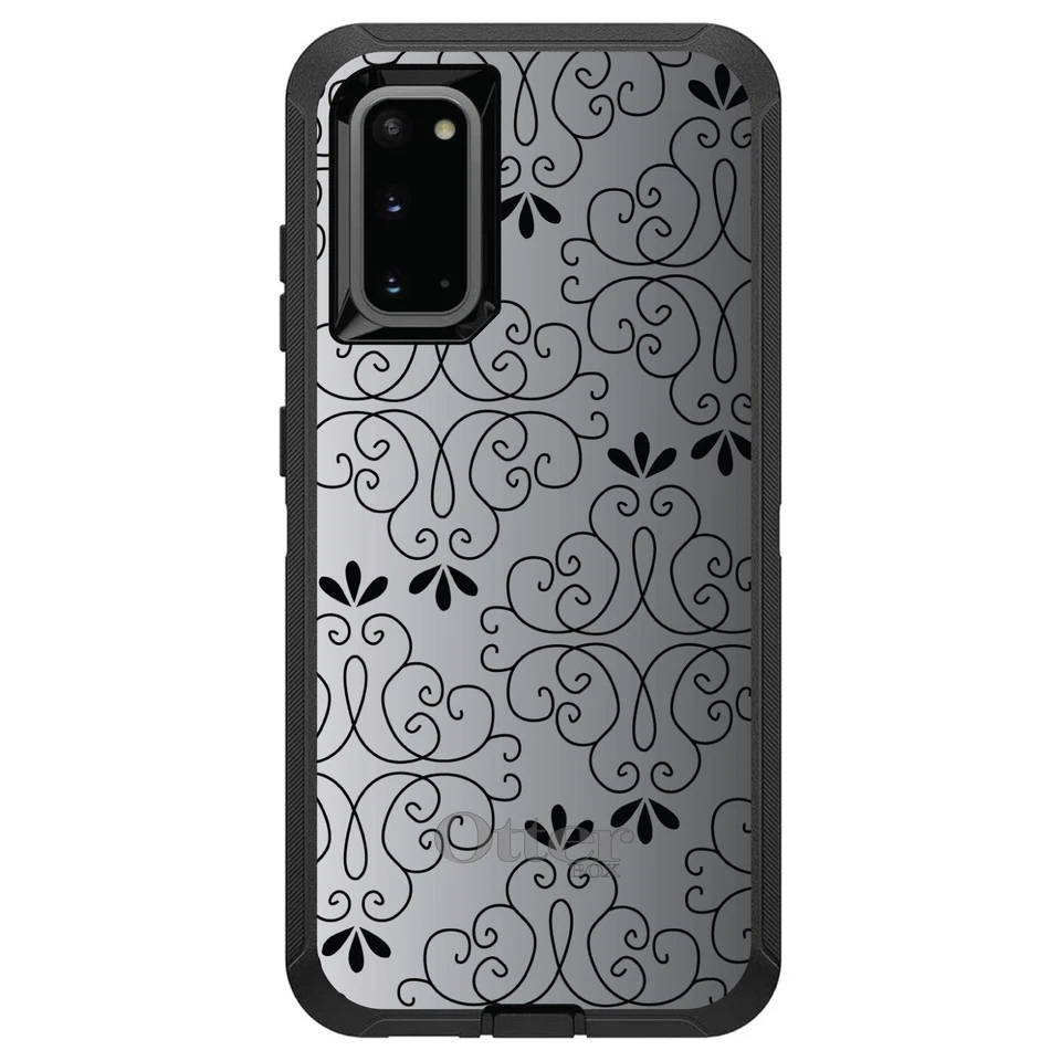 OtterBox Defender 适用于 Galaxy S(可选型号)黑色白色褪色黑色花卉 — 第 1/1 张图片