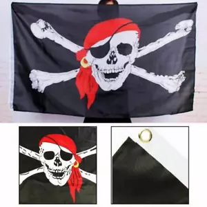 Bandana pirata grande bandera barcos casa en el árbol calavera huesos cruzados Jolly Roger 5 x 3 pies - Imagen 1 de 8