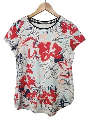 Calvin Klein performance women Top  Small Red   Floral Stretch Pullover Knit SS - Image 1 of 4